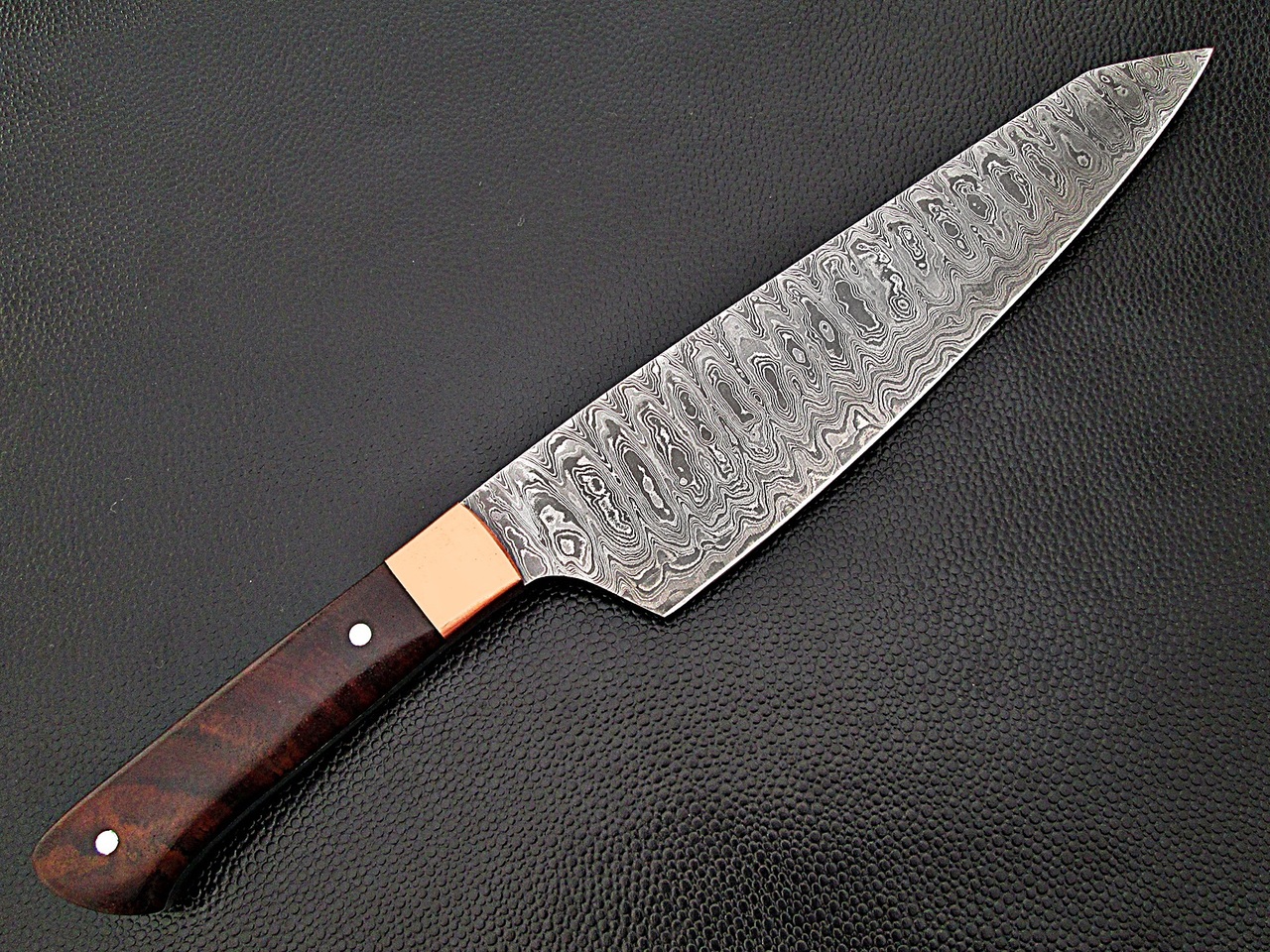 Cocobolo Wood Grip Santoku Forged Chef Knife Damascus 1095 HC Steel by White Deer