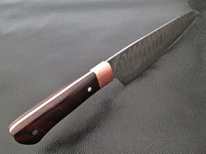 Cocobolo Wood Grip Santoku Forged Chef Knife Damascus 1095 HC Steel by White Deer