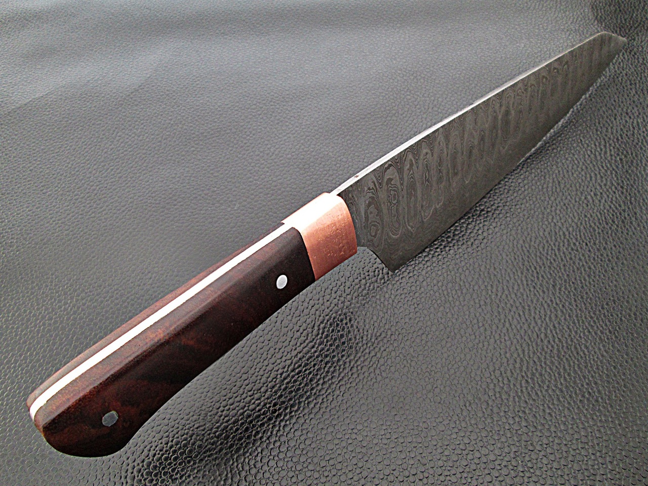 Cocobolo Wood Grip Santoku Forged Chef Knife Damascus 1095 HC Steel by White Deer