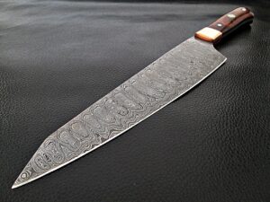 Cocobolo Wood Grip Santoku Forged Chef Knife Damascus 1095 HC Steel by White Deer