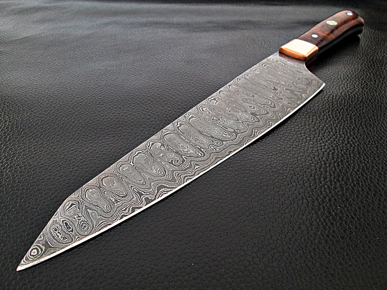 Cocobolo Wood Grip Santoku Forged Chef Knife Damascus 1095 HC Steel by White Deer
