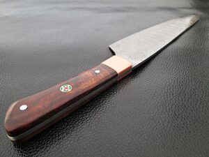 Cocobolo Wood Grip Santoku Forged Chef Knife Damascus 1095 HC Steel by White Deer
