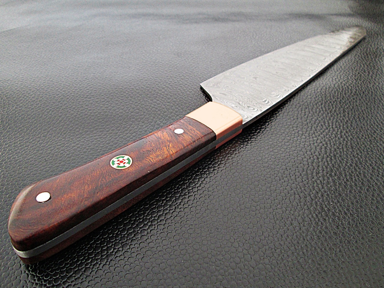 Cocobolo Wood Grip Santoku Forged Chef Knife Damascus 1095 HC Steel by White Deer