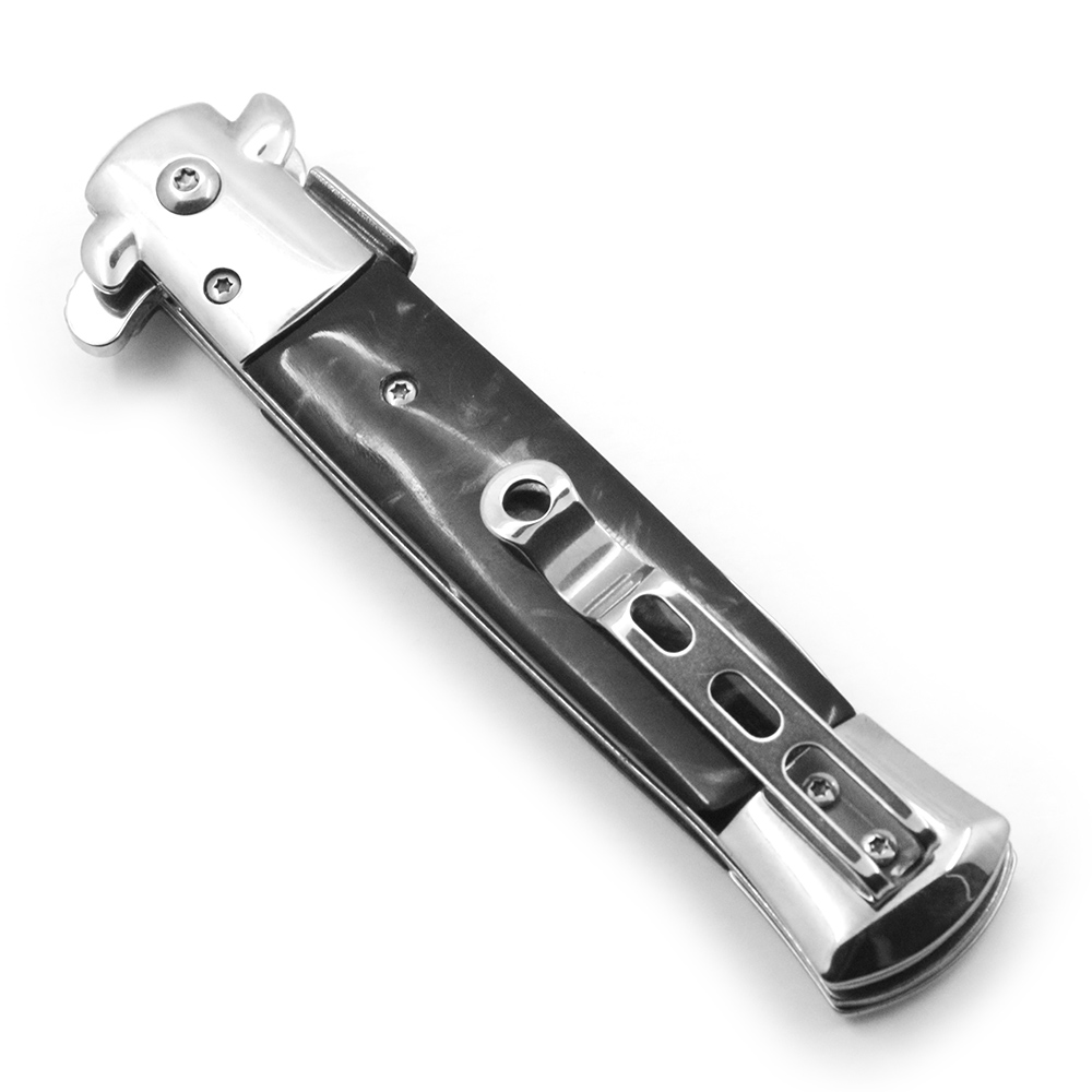 Black Premium Milano Collection Stiletto Knife | Spring Assist