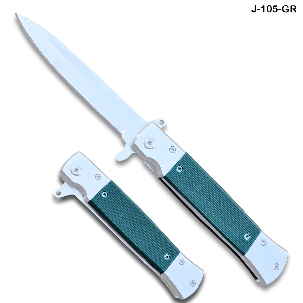 Tactical Spring Assist Knife G-10 Handle Green Knife