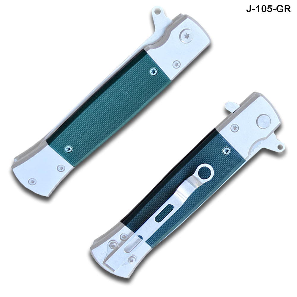 Tactical Spring Assist Knife G-10 Handle Green Knife