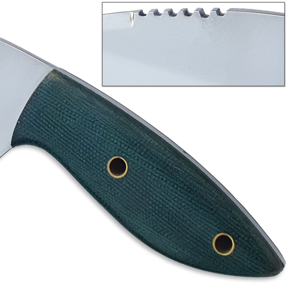 Hardened J2 German Steel Knife Handmade Full Tang Skinner Green Handle