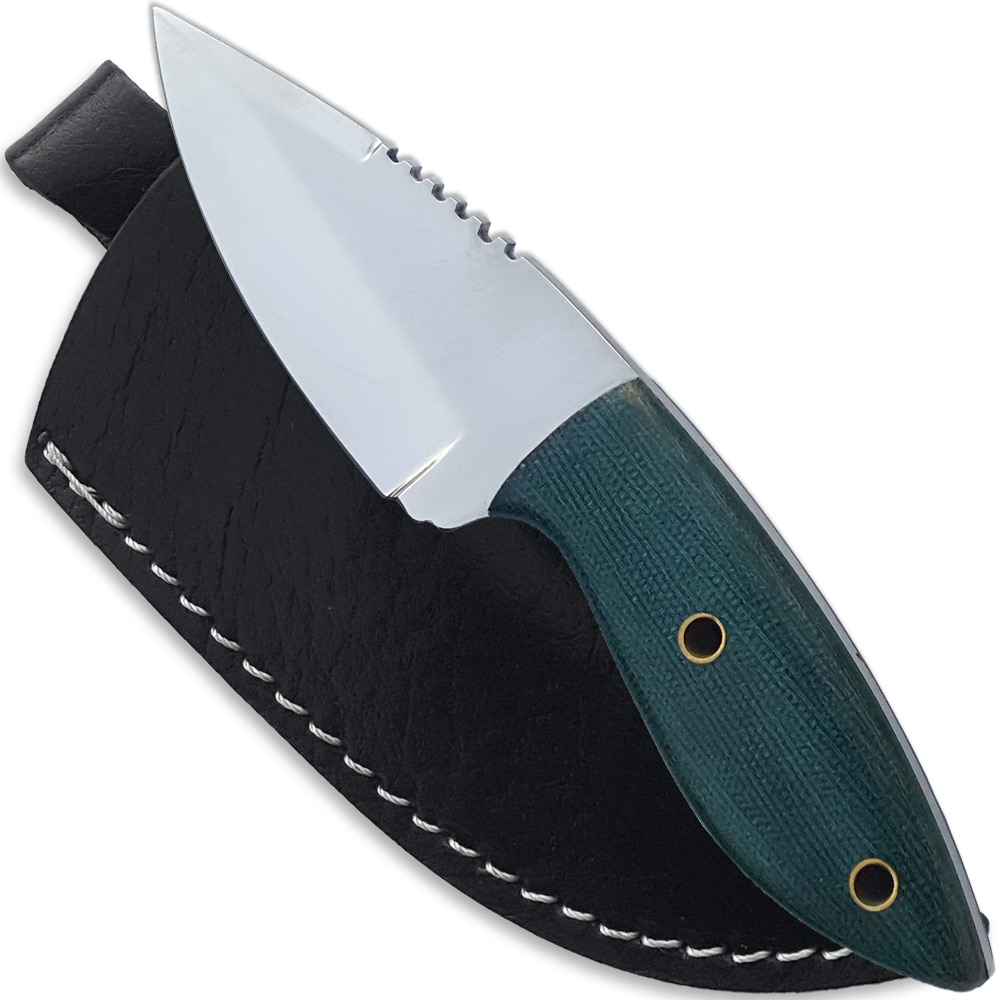 Hardened J2 German Steel Knife Handmade Full Tang Skinner Green Handle