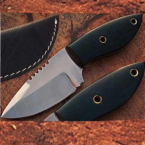 Hardened J2 German Steel Knife Handmade Full Tang Skinner Green Handle