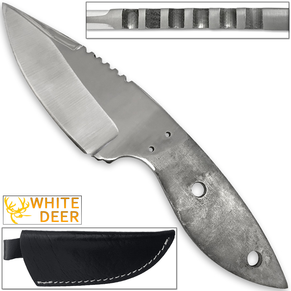 WHITE DEER D2 Steel Knife Blank Drop Point Making Hunting Skinner D-2 Knives