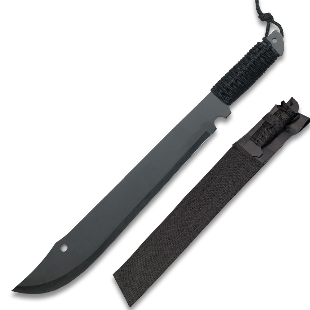 Night Reaper Tactical Machete Full Tang  21" Black Survival Blade with Nylon Sheath