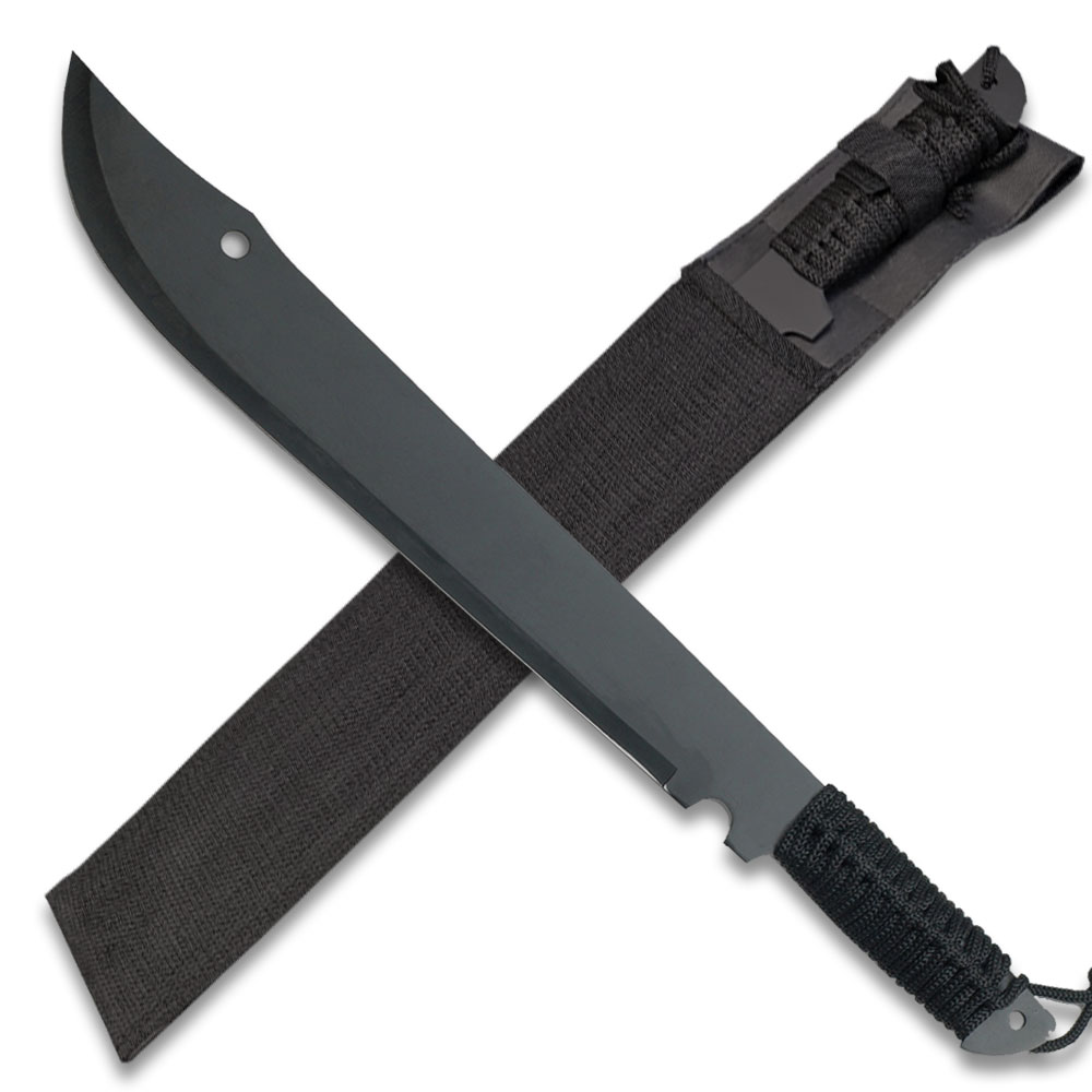 Night Reaper Tactical Machete Full Tang  21" Black Survival Blade with Nylon Sheath