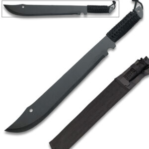 Night Reaper Tactical Machete Full Tang  21" Black Survival Blade with Nylon Sheath