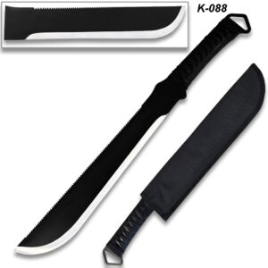 Black Machete Full Tang /Fixed Blade 19" Overal Black Blade