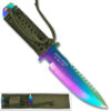 10.75 Inch Full Tang Hunting Knife with Sheath -Rainbow Color Steel Blade