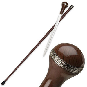 Sword Cane - Elegant Executive - Brown w/ Nickel Trim
