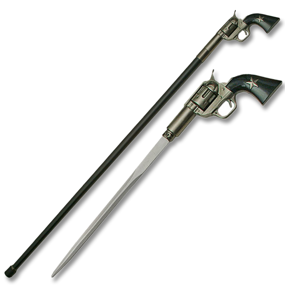 Sword Cane - American Revolver Pistol Handle