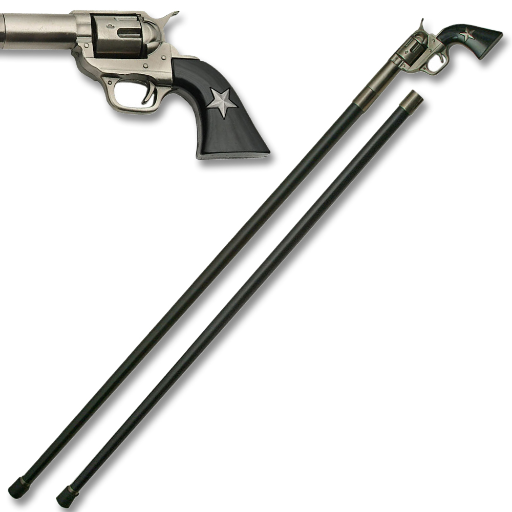 Sword Cane - American Revolver Pistol Handle