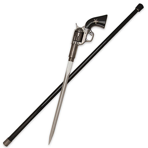 Sword Cane - American Revolver Pistol Handle