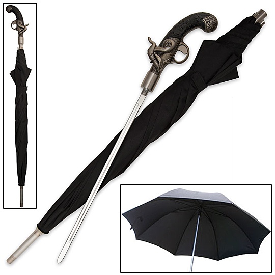 Sword Cane - Flintlock Pistol Umbrella w/ Hidden Blade