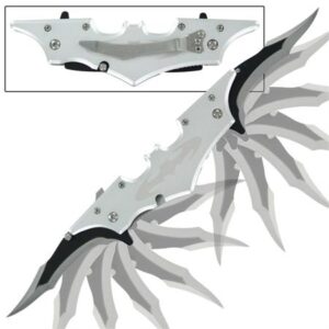 Double Bladed Silver Bat Spring Assisted Pocket Knife