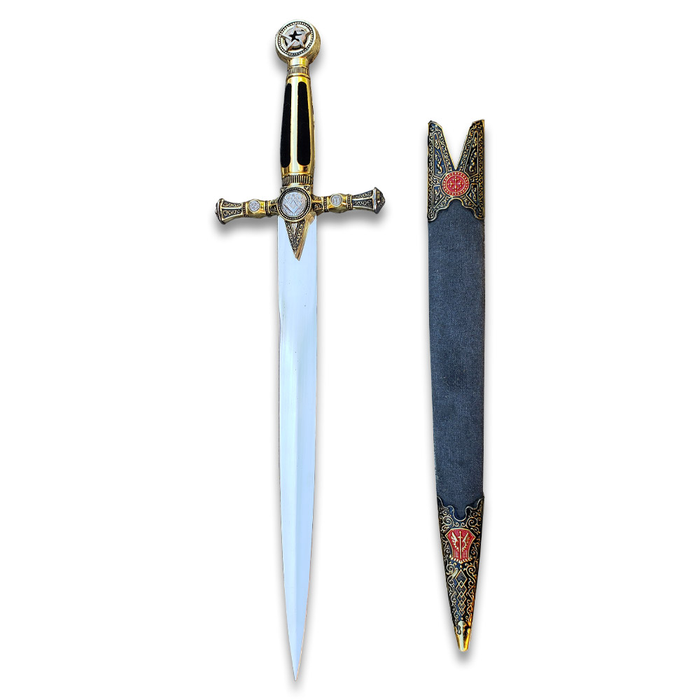 Masonic Dagger Sword with Handle, Black Velvet