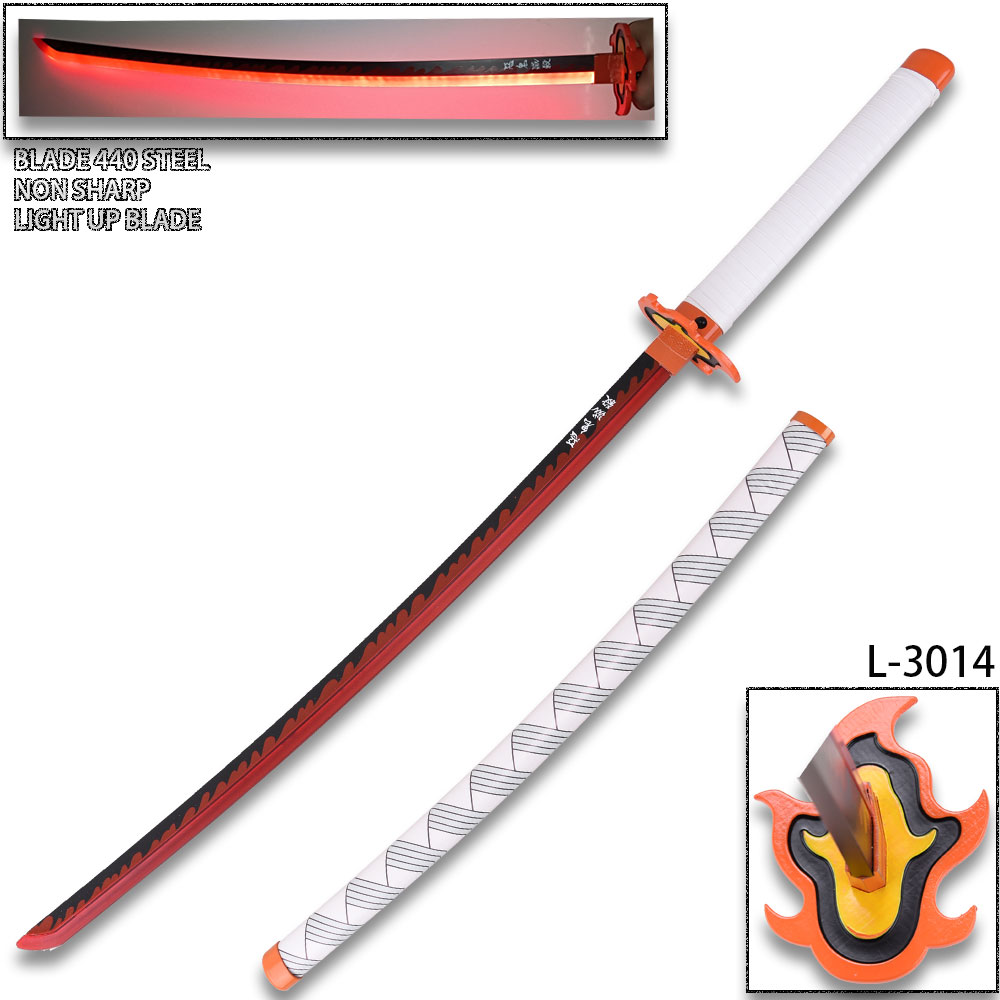 Demon Slayer - Kyojuro Rengoku Red Nichirin LED Light-Up Metal Sword