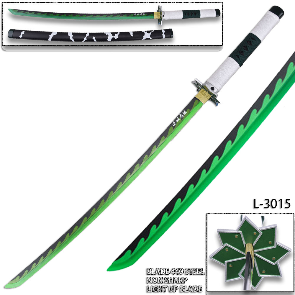 Demon Slayer -Sanemi Shinazugawa Green Nichirin Sword LED Light-Up Metal Sword
