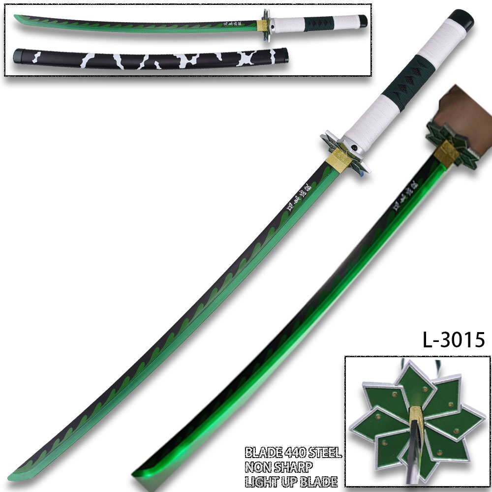 Demon Slayer -Sanemi Shinazugawa Green Nichirin Sword LED Light-Up Metal Sword
