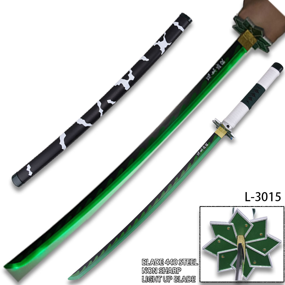 Demon Slayer -Sanemi Shinazugawa Green Nichirin Sword LED Light-Up Metal Sword