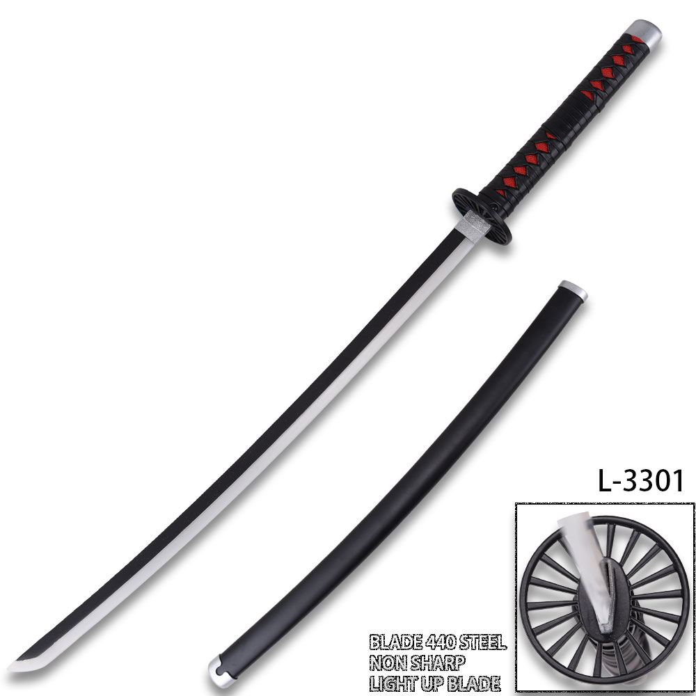 DEMON SLAYER -TANJIRO Kamado Black SWORD LED Light-Up Metal Non Sharp
