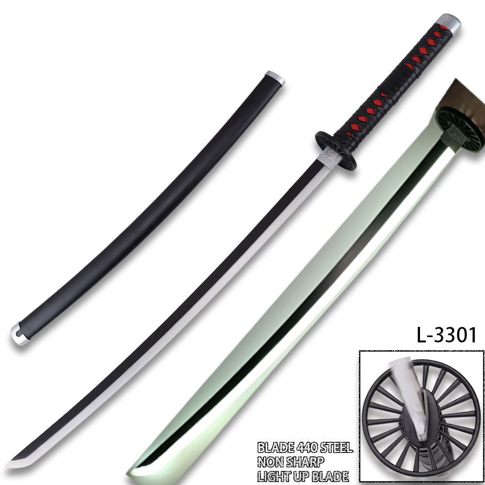 DEMON SLAYER -TANJIRO Kamado Black SWORD LED Light-Up Metal Non Sharp