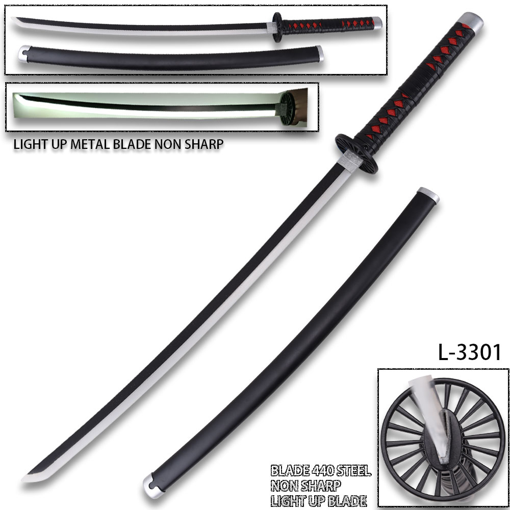 DEMON SLAYER -TANJIRO Kamado Black SWORD LED Light-Up Metal Non Sharp