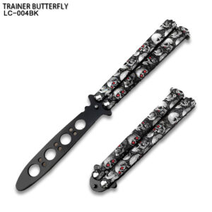 Zombie Balisong Butterfly Knife Black Grey Red Eye Handle Trainer for Martial art