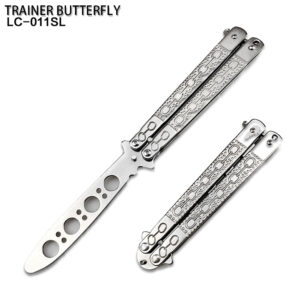 Balisong Butterfly Knife Silver Chain-Link Handle Trainer for Martial art