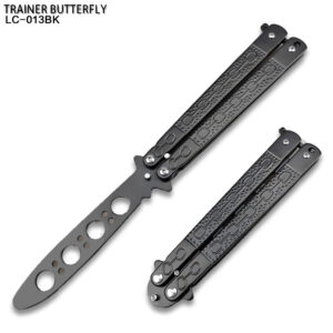 Balisong Butterfly Knife Black Chain-Link Handle Trainer for Martial art