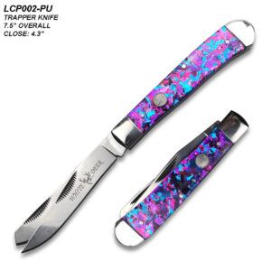 WHITE DEER - TRAPLINE - Folding Knife - Gentleman's Knife - TRAPPER - Blue & Red