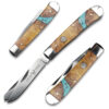 WHITE DEER - TRAPLINE - Folding Knife - Gentleman's Knife - TRAPPER - Brown & Teal