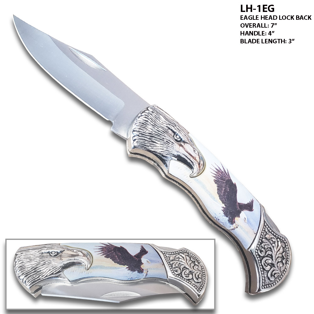Eagle Lockback Folding Knife  Engraved Bolster