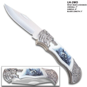 Wolf Lockback Folding Knife  Engraved Bolster