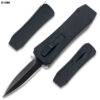 Butane Lighter OTF Knife Spear Point, Double Edged Black Blade