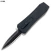 Butane Lighter OTF Knife Spear Point, Double Edged Black Blade