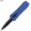 Butane Lighter OTF Knife Spear Point, Double Edged Blue Handle