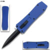 Butane Lighter OTF Knife Spear Point, Double Edged Blue Handle