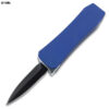 Butane Lighter OTF Knife Spear Point, Double Edged Blue Handle
