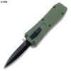 Butane Lighter OTF Knife Spear Point, Double Edged OD Green Handle