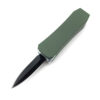 Butane Lighter OTF Knife Spear Point, Double Edged OD Green Handle