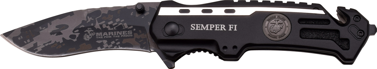 MTech U.S. Marines Spring Assisted 3.5" Laser Pattern Blade Folder Knife