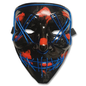 EL Wire Ghost Mask Slit Mouth Light Up Glowing LED Mask Halloween Cosplay Glowing Blue