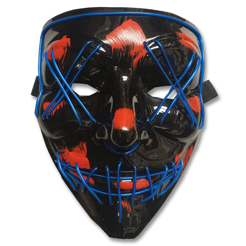 EL Wire Ghost Mask Slit Mouth Light Up Glowing LED Mask Halloween Cosplay Glowing Blue